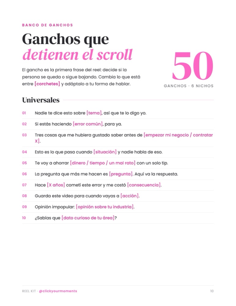 Página del banco de ganchos