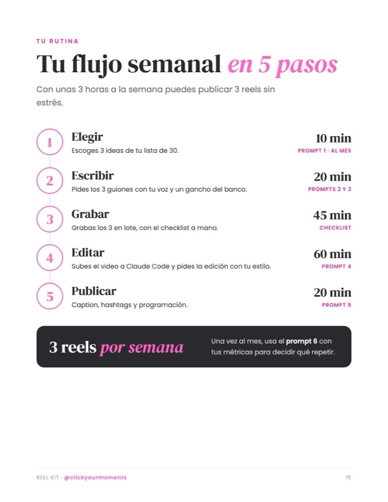 Página del flujo semanal